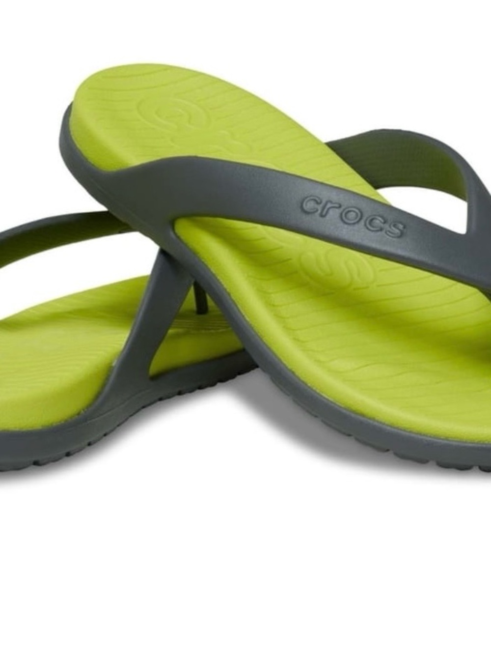 CROCS Lime and Charcoal Flip Flop Sandals